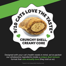 Load image into Gallery viewer, Pet Honesty Hairball Support treat showcasing crunchy shell and creamy core, loved by 9/10 cats.