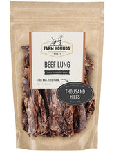 Load image into Gallery viewer, Farm Hounds Beef Lung jerky treats for dogs, made from pastured beef sourced from Thousand Hills family farm.