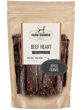 Load image into Gallery viewer, Farm Hounds Beef Heart jerky treats for dogs, sourced from Joyce Farms, packed in a resealable pouch.