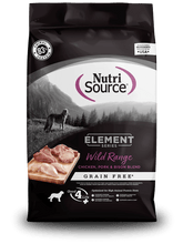 Load image into Gallery viewer, NutriSource Wild Range Recipe, grain free dog food with chicken, pork & bison blend, high animal protein diet.