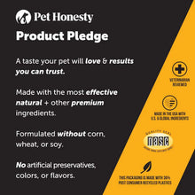 Load image into Gallery viewer, Pet Honesty product pledge highlighting natural ingredients, vet-reviewed formula, and eco-friendly packaging.