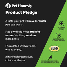 Load image into Gallery viewer, Pet Honesty product pledge showcasing natural, effective ingredients and no artificial additives for pet health.