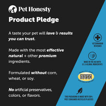 Load image into Gallery viewer, Pet Honesty Product Pledge highlighting natural ingredients, no artificial additives, and veterinarian reviewed.