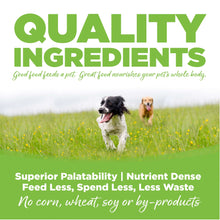 Load image into Gallery viewer, Two happy dogs running in a field emphasizing quality ingredients for pet nutrition.