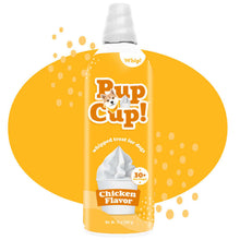 Load image into Gallery viewer, Pup Cup chicken flavor whipped treat for dogs in yellow packaging, perfect frozen indulgence for pets.