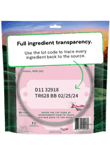 Load image into Gallery viewer, Open Farm Wild-Caught Salmon packaging showing ingredient transparency and traceability details for pet food.