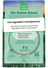 Load image into Gallery viewer, Open Farm Goodbowl Harvest Chicken & Brown Rice dog food packaging with ingredient transparency and traceability information.