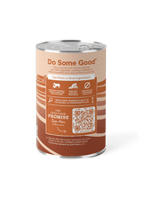 Load image into Gallery viewer, Open Farm Do Some Good chicken and beef dog food can, emphasizing farm-to-bowl ingredients and G.A.P. certification.