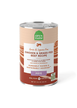 Load image into Gallery viewer, Open Farm Chicken & Grass-Fed Beef Pâté for dogs in a 12.5oz can, featuring humanely raised ingredients and non-GMO vegetables.