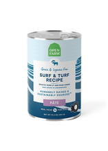 Load image into Gallery viewer, Open Farm Surf & Turf Pâté for dogs in a 12.5oz can featuring humanely raised beef and Ocean Wise whitefish.