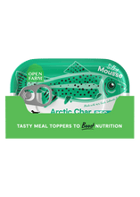 Load image into Gallery viewer, Open Farm Arctic Char Topper for dogs with a colorful fish design and nutrition boost slogan.