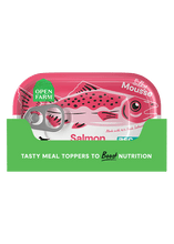 Load image into Gallery viewer, Open Farm Arctic Salmon Topper for cats, 3.17oz, featuring a pink packaging with fish illustrations.