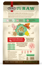 Load image into Gallery viewer, Kibble in the Raw Chicken Recipe dog food bag showcasing ingredients and feeding guide.