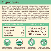 Load image into Gallery viewer, Ingredients list for Kibble in the Raw Dog Food Chicken Recipe, featuring organic and high-quality components.