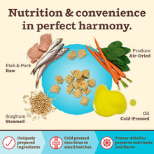 Load image into Gallery viewer, Nutrition and convenience in harmony: raw fish and pork, air-dried produce, steamed sorghum, and cold-pressed oil.