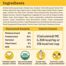 Load image into Gallery viewer, Ingredients list for Kibble in the Raw Dog Food Puppy Recipe, showcasing premium raw ingredients and nutritional analysis.