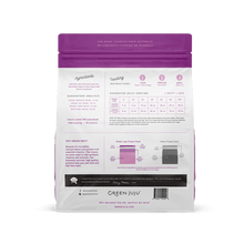 Load image into Gallery viewer, Back of Green Juju Frozen Raw Goat packaging showcasing ingredients and feeding instructions for dogs.