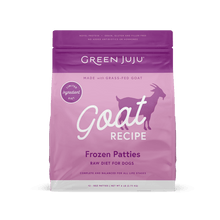 Load image into Gallery viewer, Green Juju Goat Recipe frozen patties for dogs, made with grass-fed goat, grain-free, limited-ingredient diet.