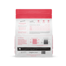 Load image into Gallery viewer, Back of Green Juju Frozen Raw Pork package showing ingredients and feeding instructions for pet nutrition.