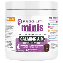 Load image into Gallery viewer, Progility Calming Aid Soft Chews for dogs with melatonin, promotes relaxation and emotional balance, 60 soft chews.