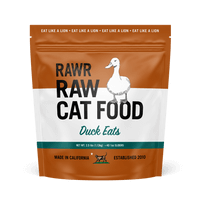 Load image into Gallery viewer, RAWR Cat Sliders Duck 2.5lb raw cat food package, made in California for cats with chicken sensitivities.