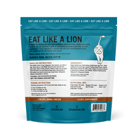 Load image into Gallery viewer, Packaging for 'Eat Like a Lion' cat food, featuring ingredients and nutritional information for optimal kitty health.