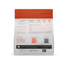 Load image into Gallery viewer, Green Juju Frozen Raw Beef packaging displaying ingredients, feeding instructions, and guaranteed analysis for dog nutrition.