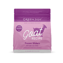 Load image into Gallery viewer, Green Juju Goat Recipe Frozen Sliders for dogs, made with grass-fed goat for a balanced, limited-ingredient diet.