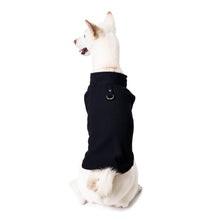 Load image into Gallery viewer, Dog wearing a Fleece Vest, showcasing comfort and built-in leash attachment for outdoor walks.