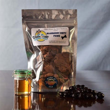 Load image into Gallery viewer, Doggie Style Gourmet Treats Blueberry Dirty Paws, handmade dog treats in a zip bag with blueberries and honey.