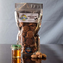 Load image into Gallery viewer, Doggie Style Gourmet Treats: Peanut Butter cookies in a clear bag with honey, handmade dog treats from Montana.