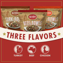Load image into Gallery viewer, Fromm Bonnihill Farms TurkiBowls, BeefBowls, and ChickenBowls, showcasing three flavors for pets.