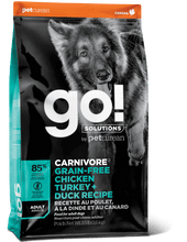 Load image into Gallery viewer, Petcurean Go! Carnivore grain-free dog food featuring chicken, turkey, and duck recipe, ideal for adult dogs.