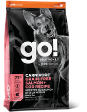 Load image into Gallery viewer, Petcurean Go! Carnivore dog food bag featuring salmon and cod recipe, grain-free and protein-rich for healthy pets.
