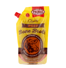 Load image into Gallery viewer, Primal Frozen Bone Broth 20oz pouch, nutritious supplement for pets, promotes hydration and joint health.