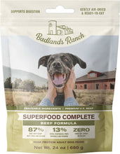 Load image into Gallery viewer, Badlands Ranch Superfood Complete Beef formula for dogs, air-dried, high protein, supports digestion, humanely raised ingredients.