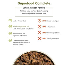 Load image into Gallery viewer, Image of Badlands Ranch Superfood Complete Lamb/Venison, highlighting healthy ingredients and cooking method.