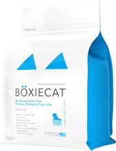 Load image into Gallery viewer, Boxiecat Scent-free Premium Clumping Clay Cat Litter bag, veterinarian recommended, offers instant clumps and odor elimination.