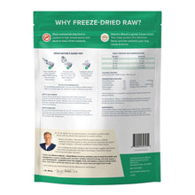 Load image into Gallery viewer, Why Freeze-Dried Raw? Back of Dr. Marty Nature's Blend Small Breed dog food packaging with nutritional info.