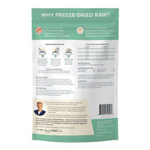 Load image into Gallery viewer, Back packaging of Dr. Marty Nature's Feast showing benefits of freeze-dried raw cat food and feeding instructions.