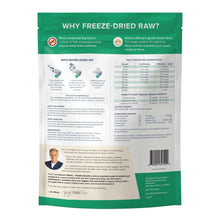 Load image into Gallery viewer, Back of Dr. Marty Nature's Healthy Growth Puppy food bag showing feeding instructions and benefits of freeze-dried raw food.