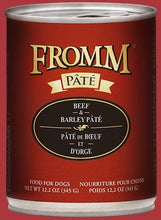 Load image into Gallery viewer, Fromm Beef & Barley Pâté 12oz can for dogs featuring minced beef, broth, barley, potatoes, and carrots.