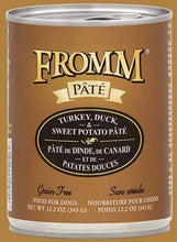 Load image into Gallery viewer, Fromm Turkey, Duck & Sweet Potato Pâté 12oz can for dogs, grain-free, finely minced ingredients.
