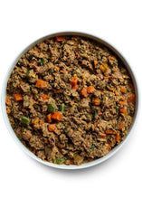 Load image into Gallery viewer, Bowl of Open Farm Gently Cooked Grass-Fed Beef mixed with carrots, kale, and zucchini for a nutrient-packed meal.