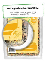 Load image into Gallery viewer, Open Farm Gently Cooked Chicken & Brown Rice packaging highlighting ingredient transparency with lot code.