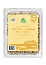 Load image into Gallery viewer, Open Farm Gently Cooked Chicken & Brown Rice recipe in packaging, featuring healthy ingredients like chicken, barley, and carrots.