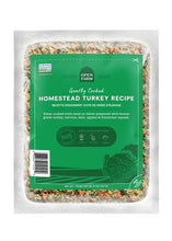 Load image into Gallery viewer, Open Farm Gently Cooked Homestead Turkey recipe with turkey, kale, carrots, and apples in eco-friendly packaging.