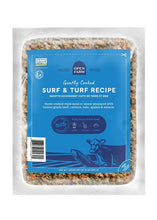 Load image into Gallery viewer, Open Farm Gently Cooked Surf & Turf package featuring human-grade ingredients like beef, salmon, and vegetables.