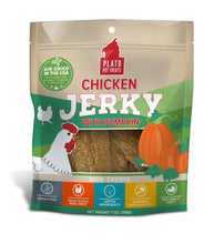 Load image into Gallery viewer, Plato Chicken Jerky with Pumpkin, grain-free dog treats, air-dried in the USA, rich in fiber and limited ingredients.