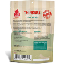 Load image into Gallery viewer, Plato Duck Thinkers pet treats package showcasing ingredients and nutritional benefits for healthy brain function.